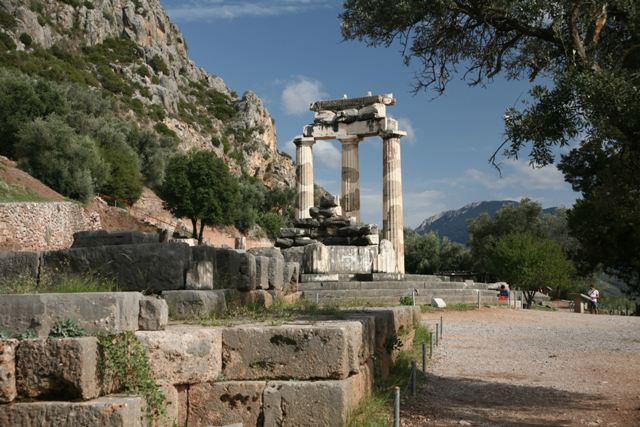Delphi archaeological site - Tholos and surrounding Treasuries